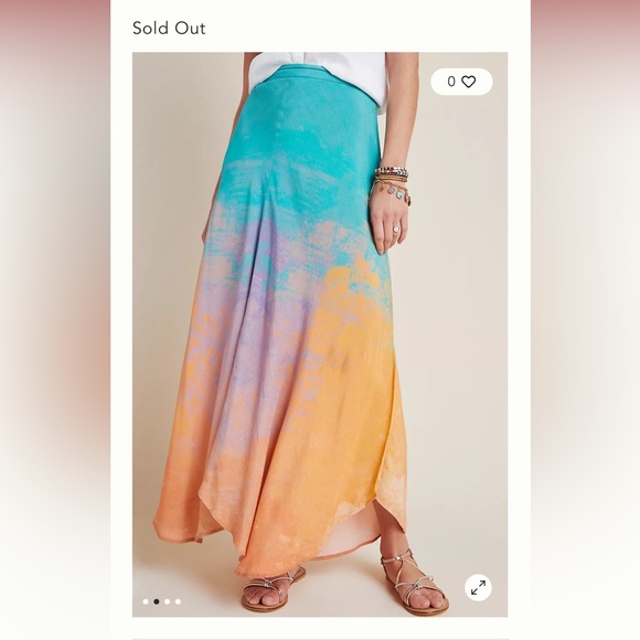 Anthropology skirt with beautiful ombré dye and handkerchief hem - Picture 2 of 6